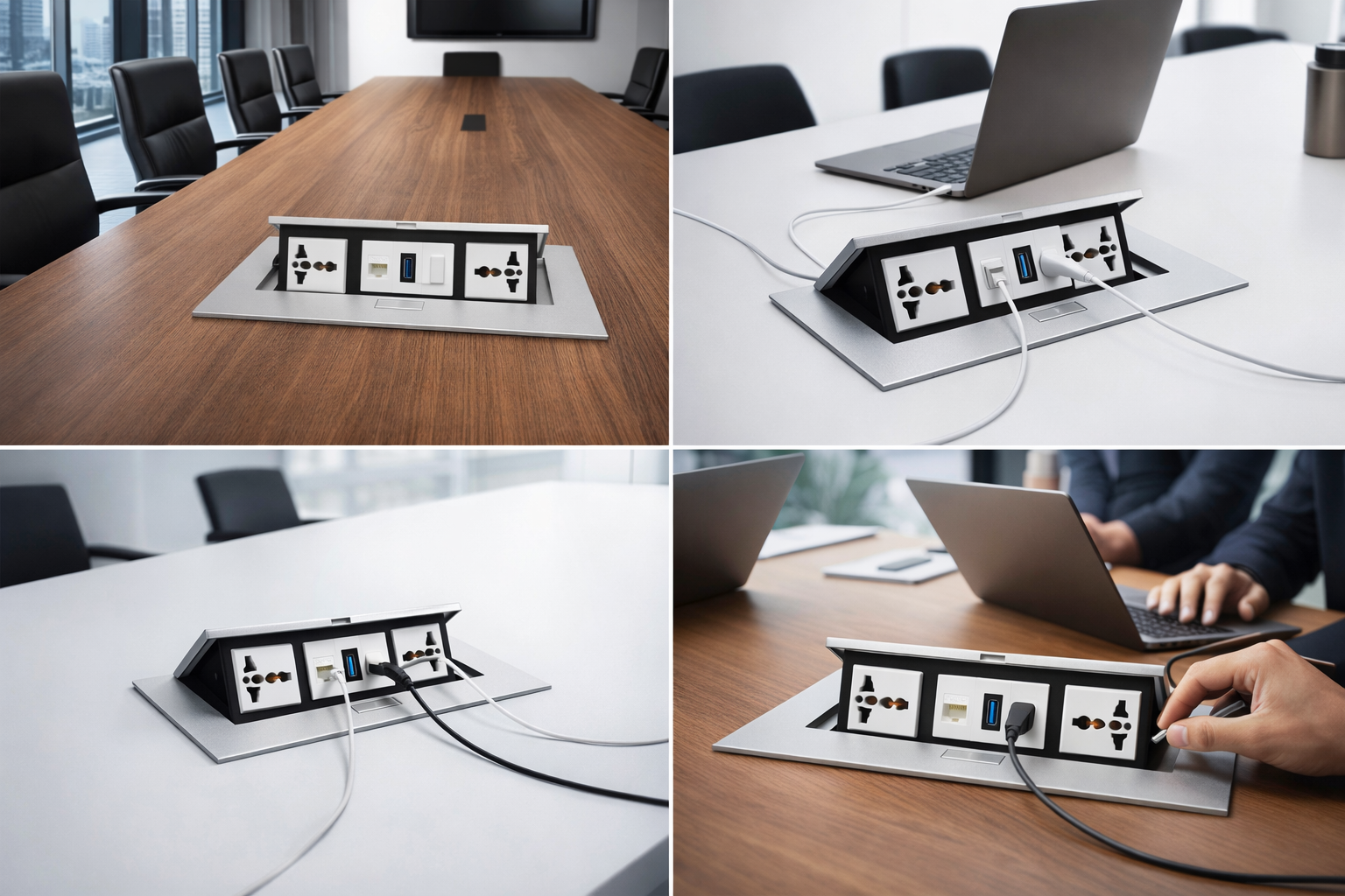 Hộp ổ điện âm bàn họp Sinoamigo STS-201GST-1 | Điện, HDMI, LAN, USB